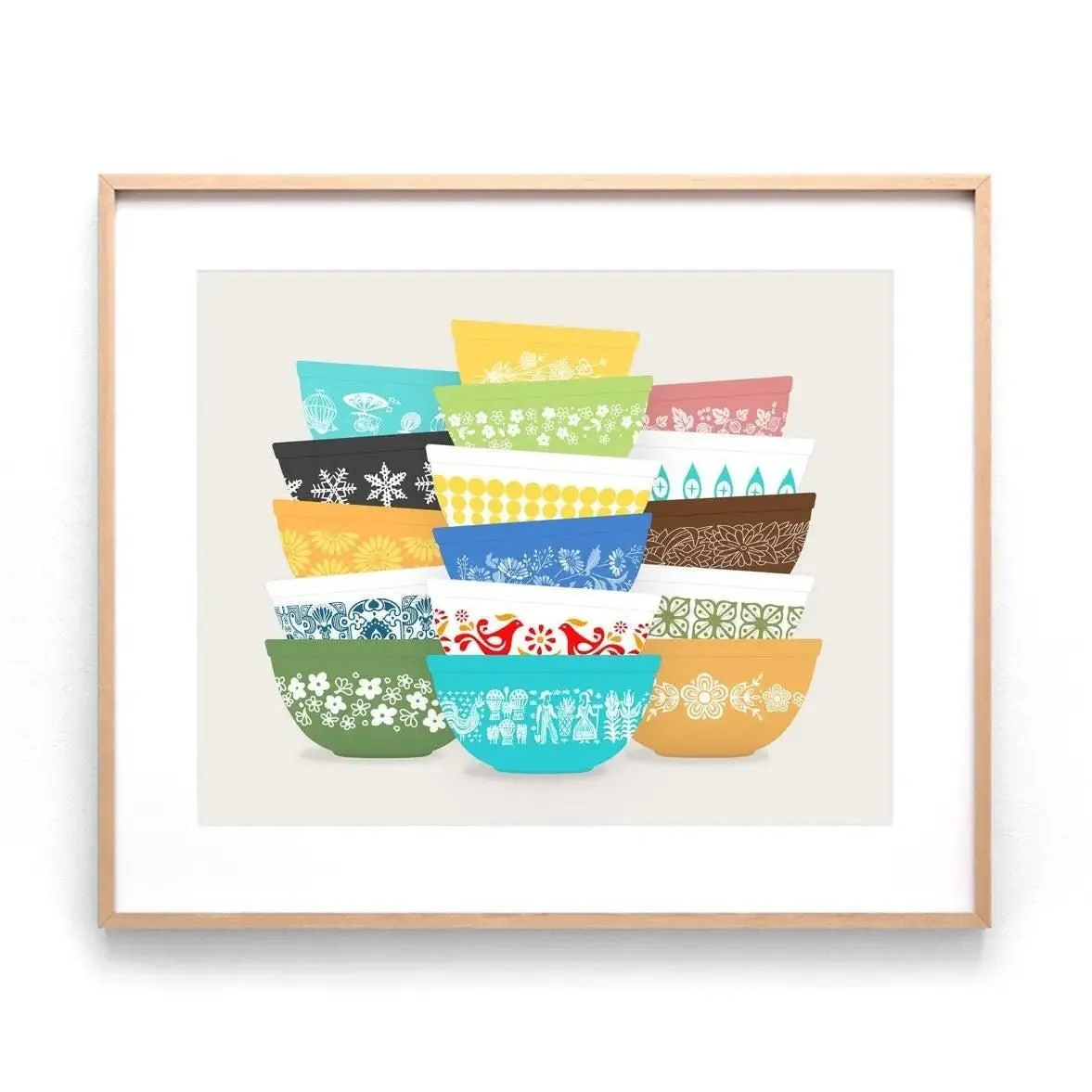 Pyrex-Inspired Colorful Bowl Print