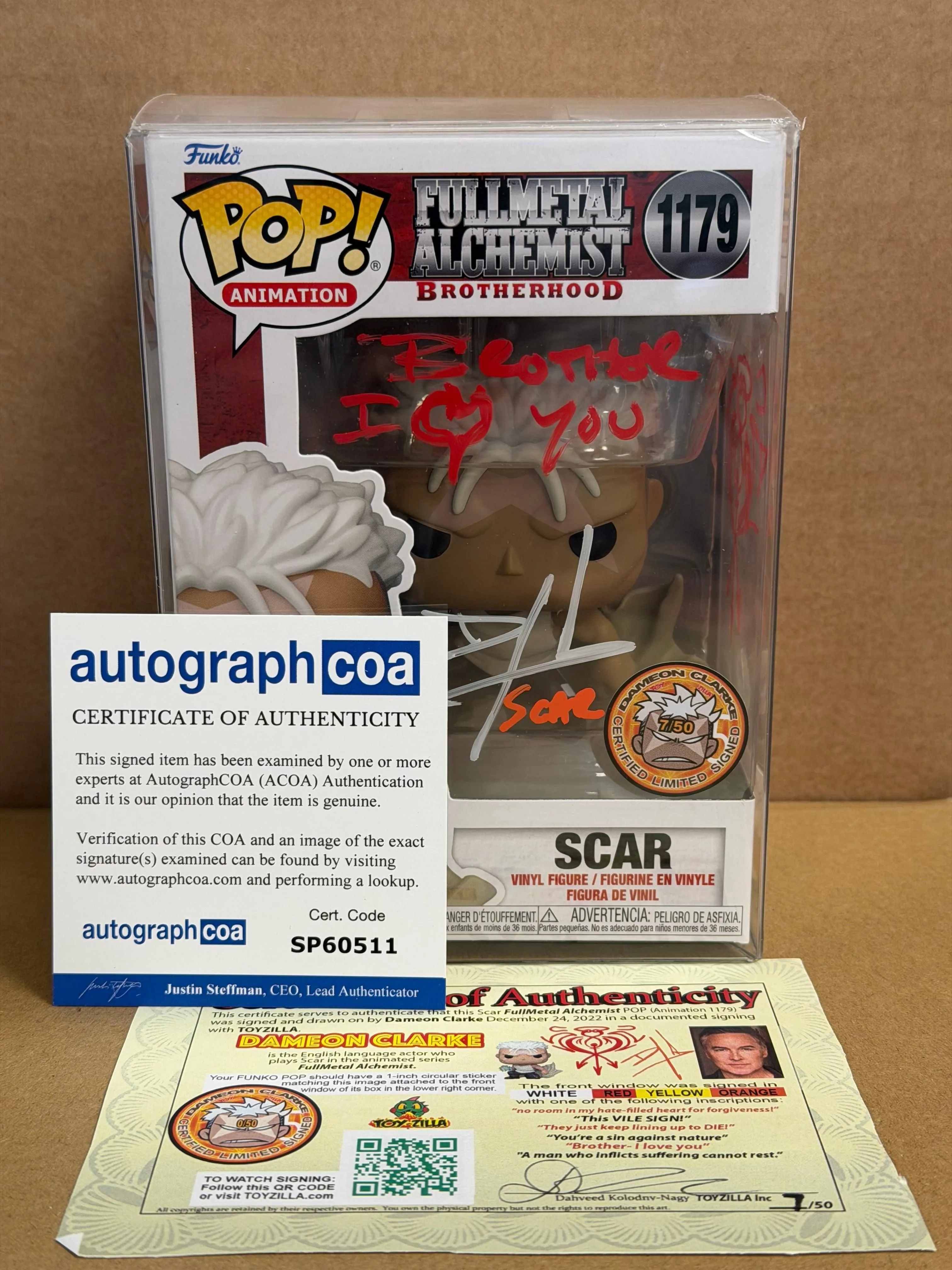 Funko Pop! Anime Full Metal Alchemist Scar Signed Dameon Clarke COA #1179