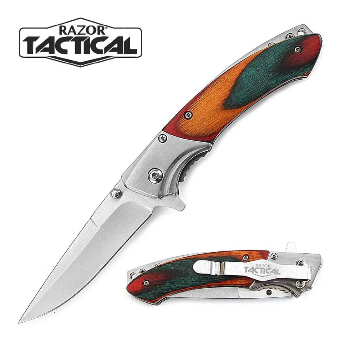 Razor Tactical Green Wood Spring Assisted Knife