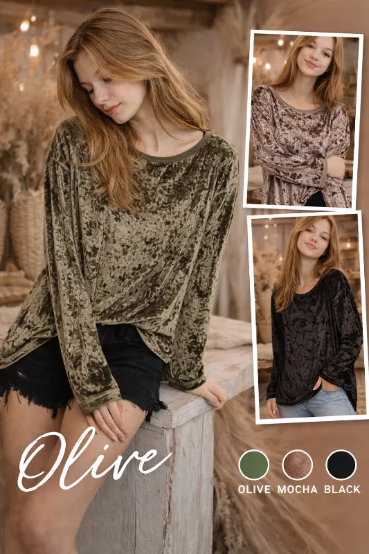 Mittoshop Crush Velvet Top - Olive