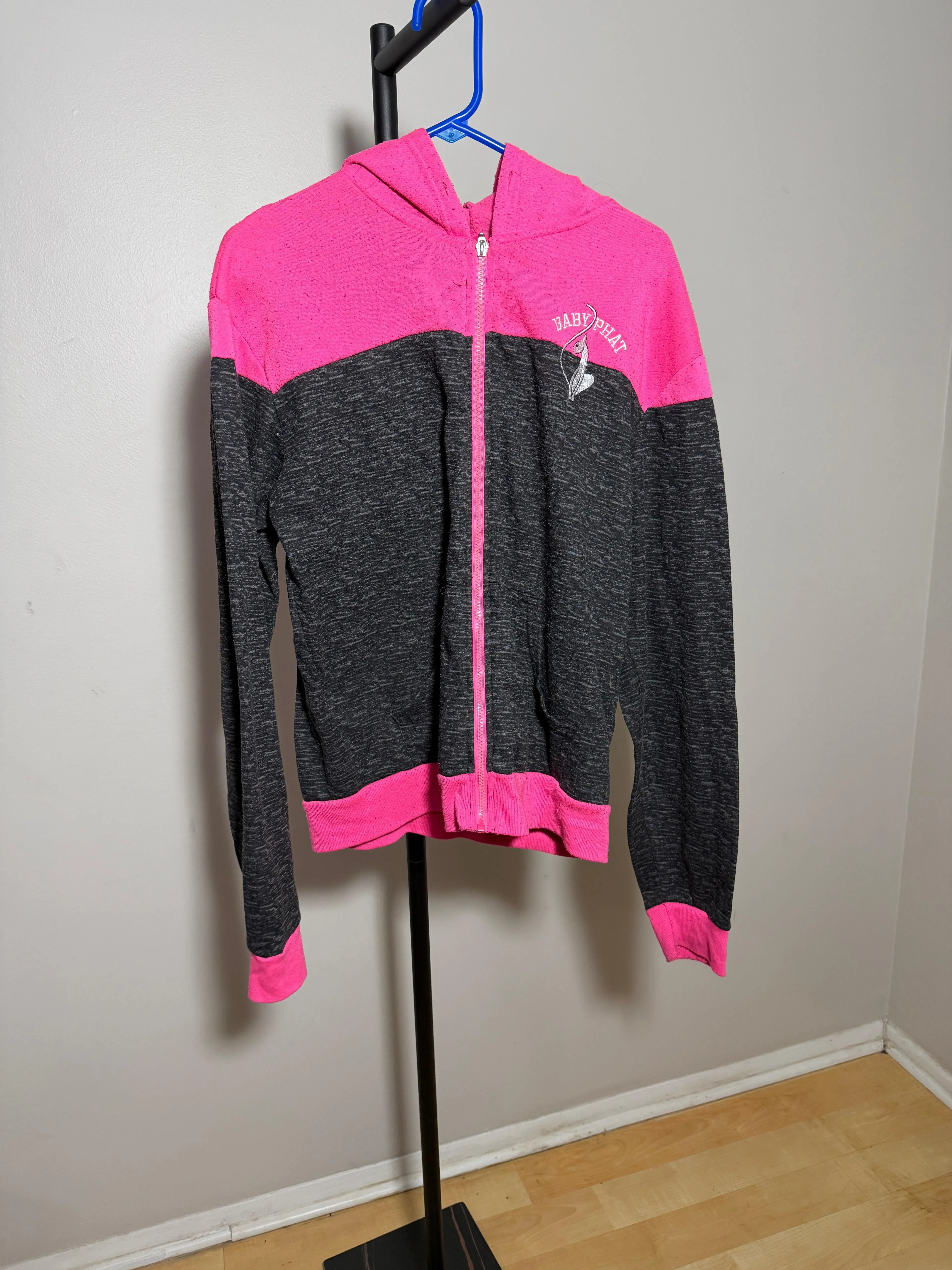 Baby Phat Pink and Gray Hoodie Women's Medium