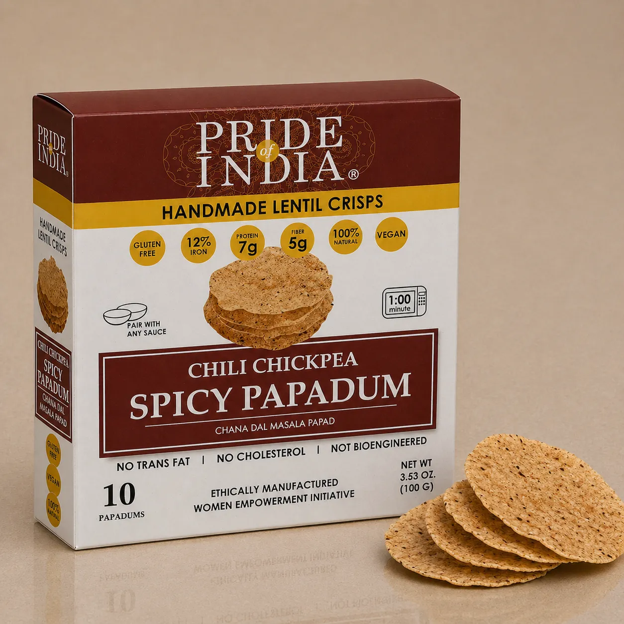 Chili Chickpea Spicy Papadum – 10 Count
