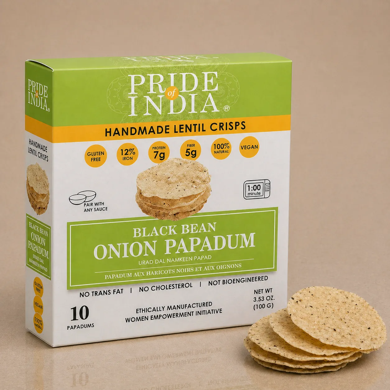Onion Black Bean Papadum – 10 Count