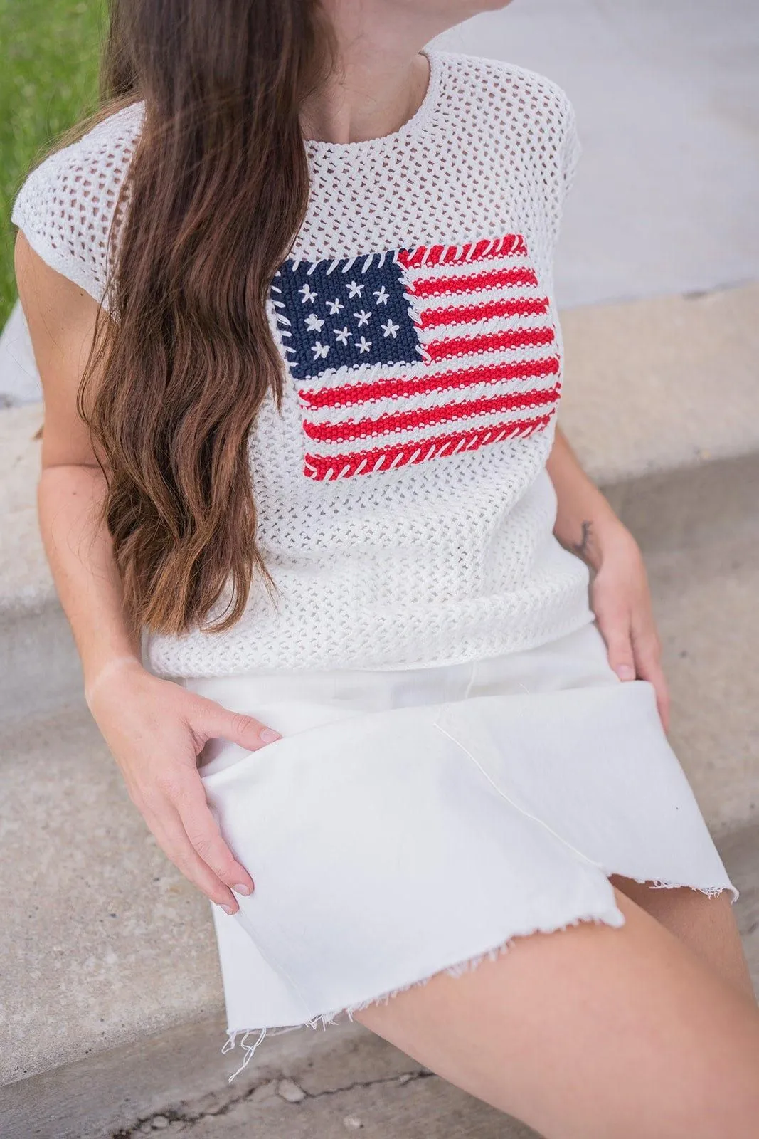 Frayed Hem White Denim Skirt