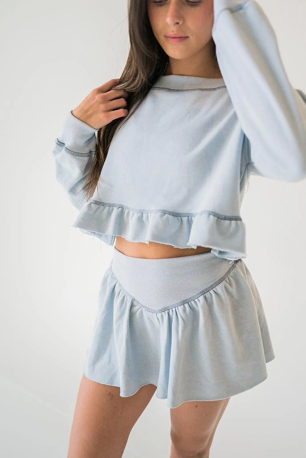 Ruffled Hem Crop & Pleated Skort Set