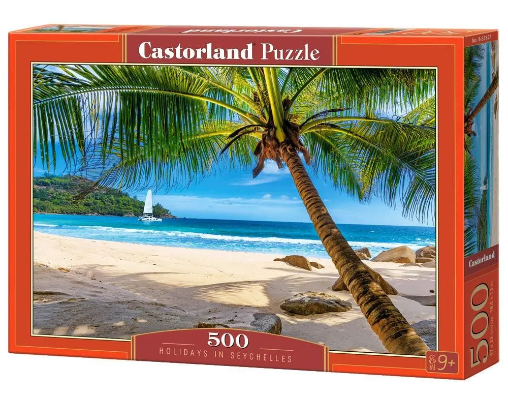 500 Piece Jigsaw Puzzle, Holidays in Seychelles, Tropical beach, Landscape puzzles,  Adult Puzzle, Castorland B-53827
