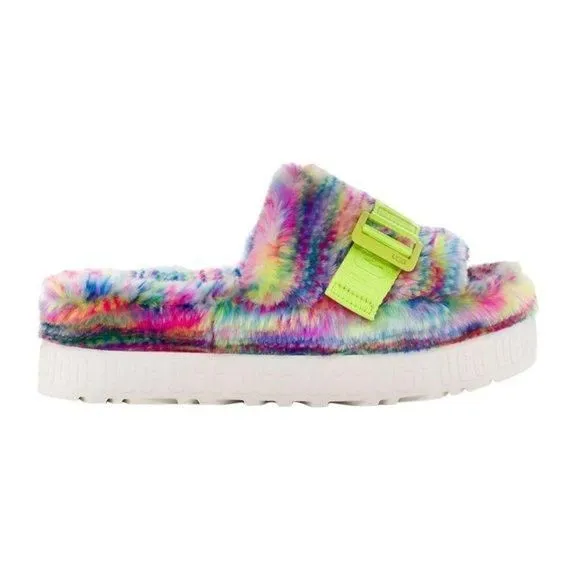 Product image for UGG Fluffita Pixelate Women's 9 Platform Fluff Sandal Slipper Slides Flatform