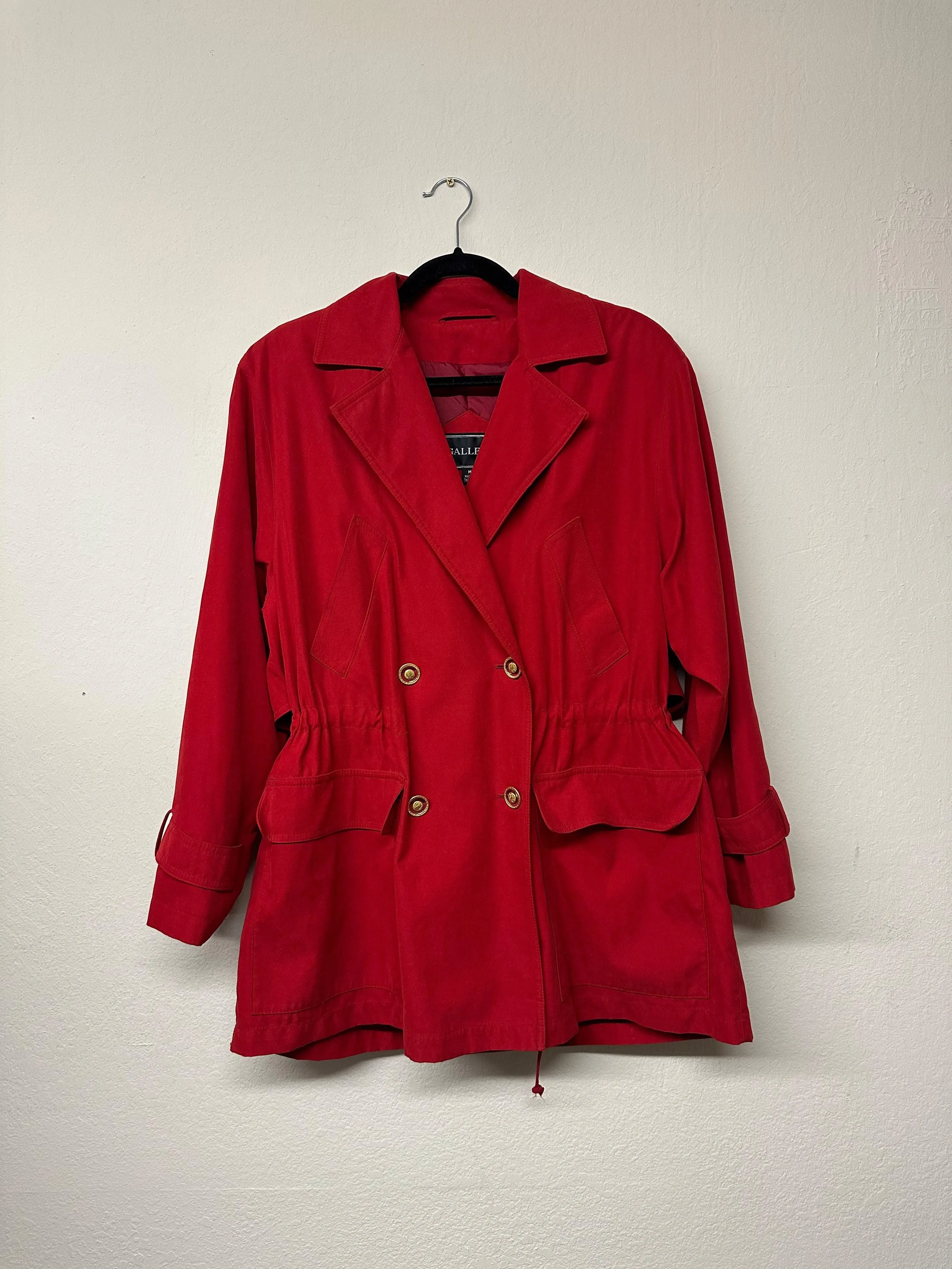 Gallery Red Drawstring Trench Coat