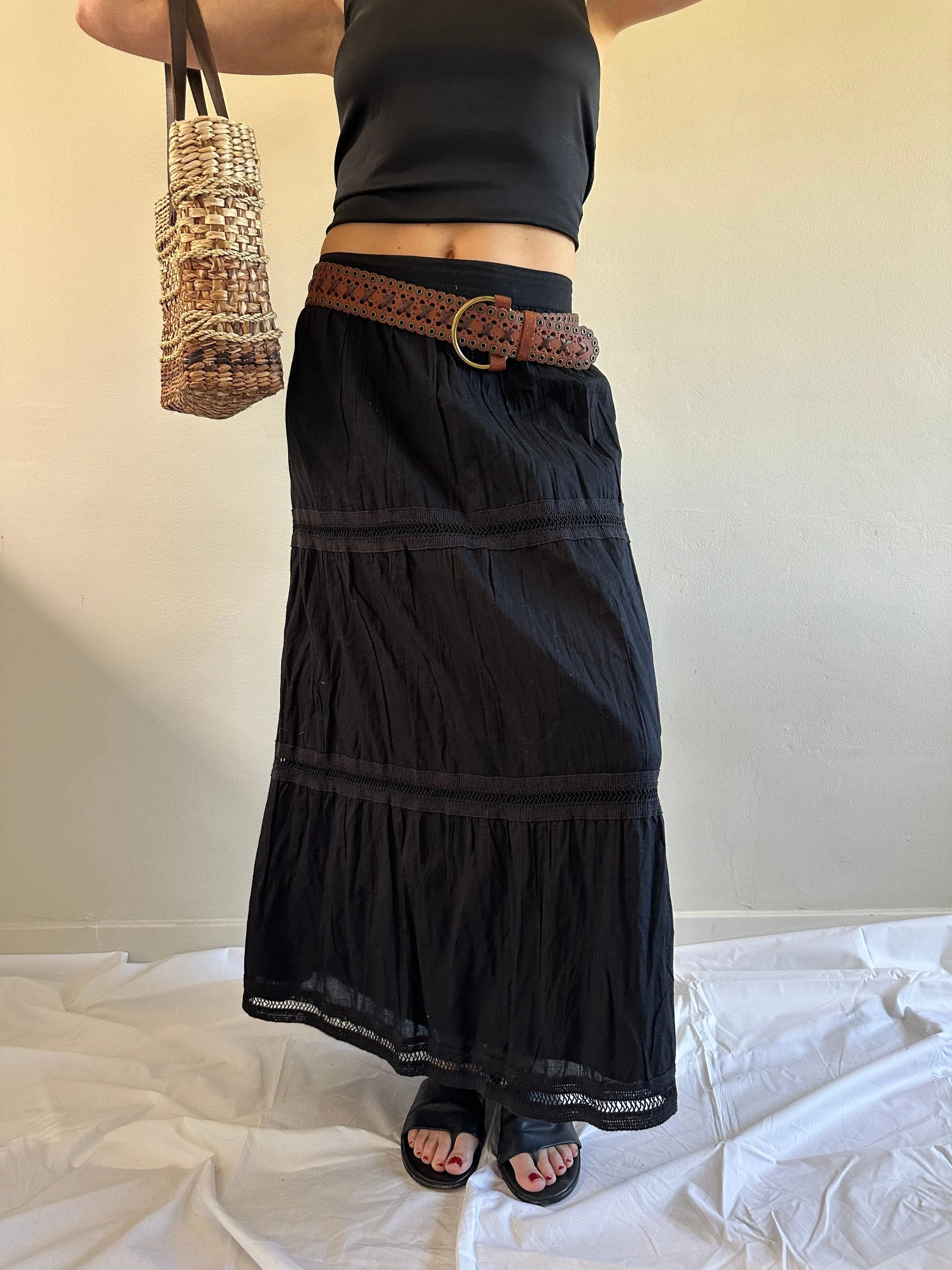 Avenue Boho Tiered Maxi Skirt