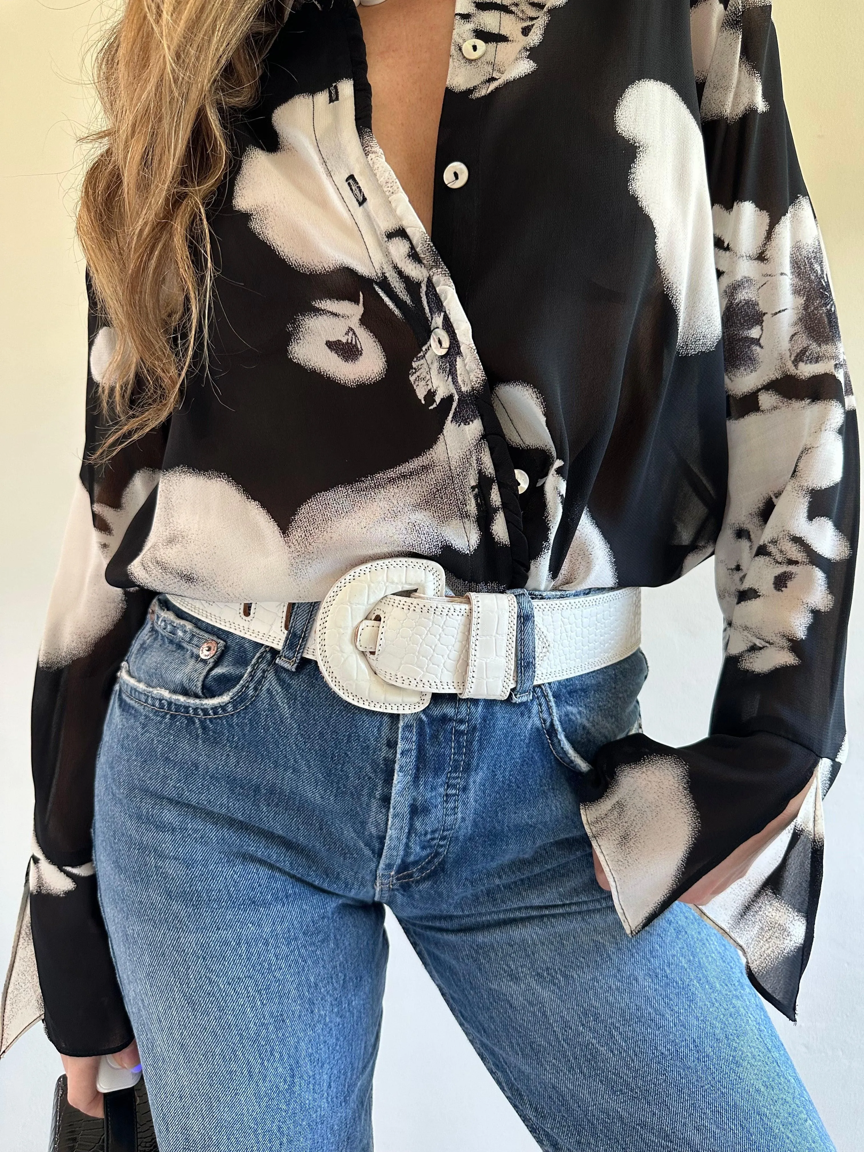 Morgan Taylor Croc-Embossed Leather Belt