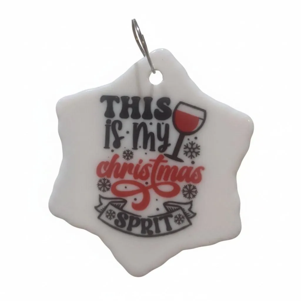 Ceramic wine ornament. This is my Christmas spirit wo37 CLEARANCE