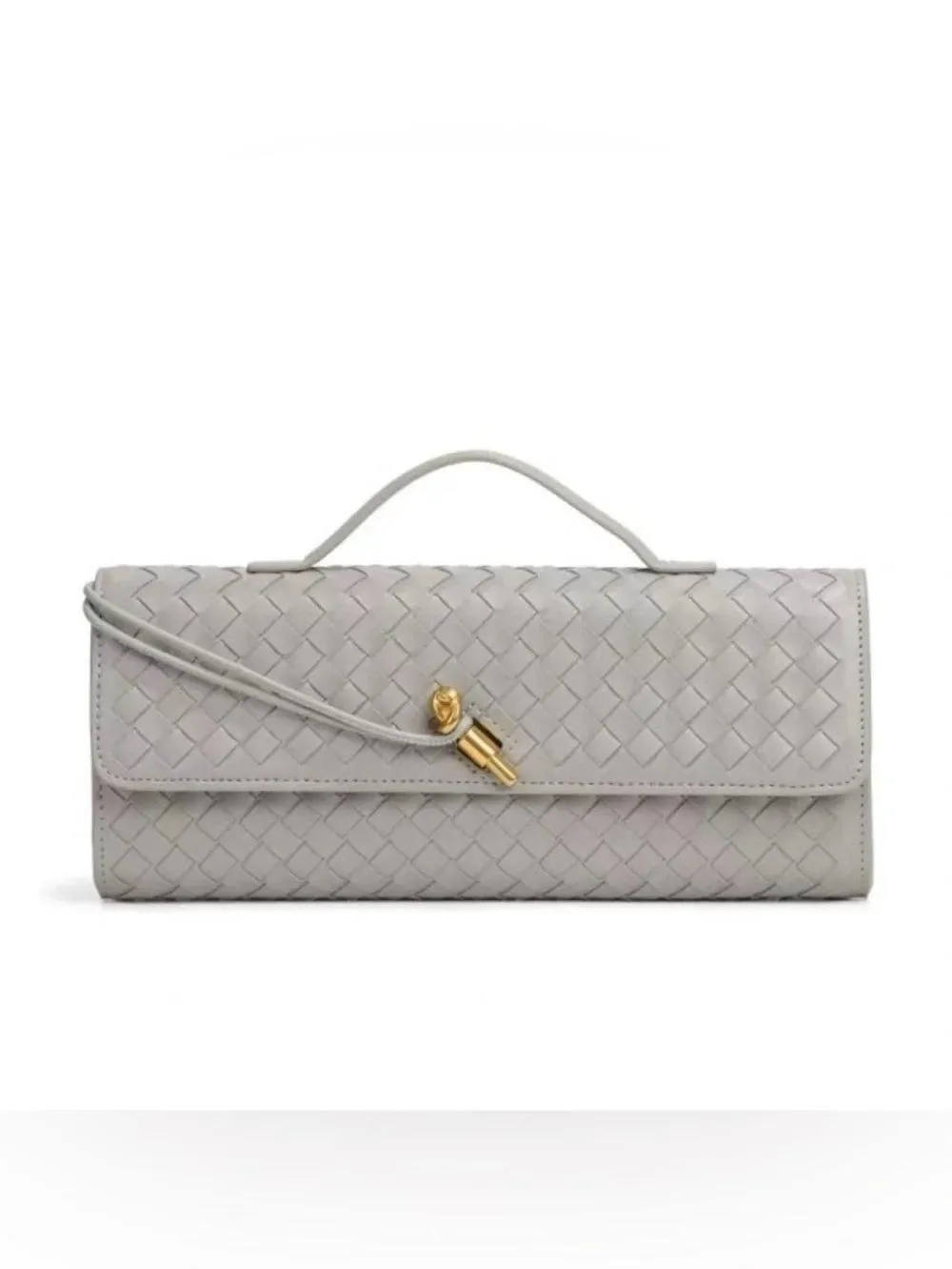 Woven Leather Shoulder Handbag with Detachable Chain