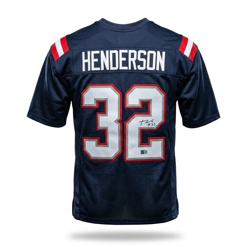 TreyVeyon Henderson SWAU Certified Autographed New England Patriots Rookie Jersey