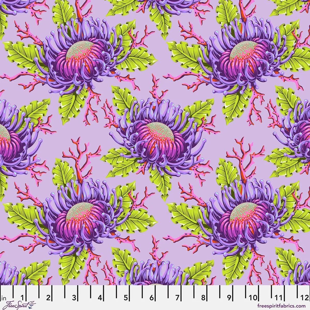 Floral Reef Friends and Anemones Ultraviolet Tula Pink PWTP265.ULTRAVIOLET By the Half Yard
