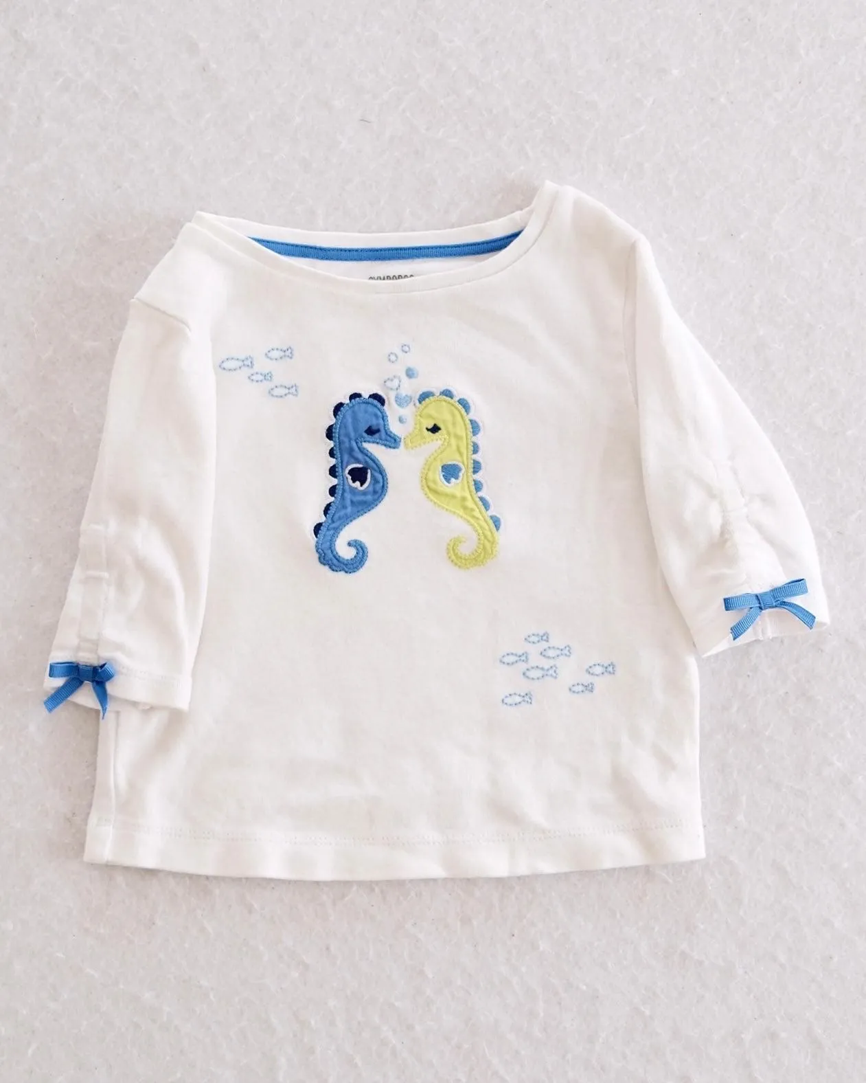 Y2K Toddler Gymboree Greek Isle Style Seahorse Appliqué Long Sleeve Top: 12-18 Months