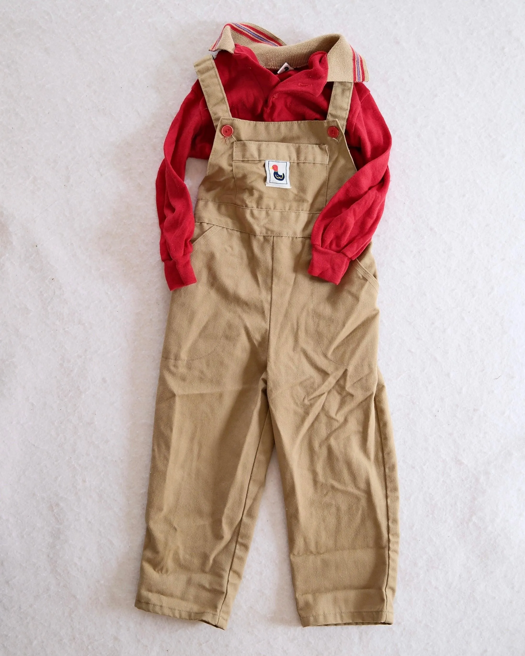 Vintage Toddler Mallard Duck Patch Romper and Polo Set: 3T
