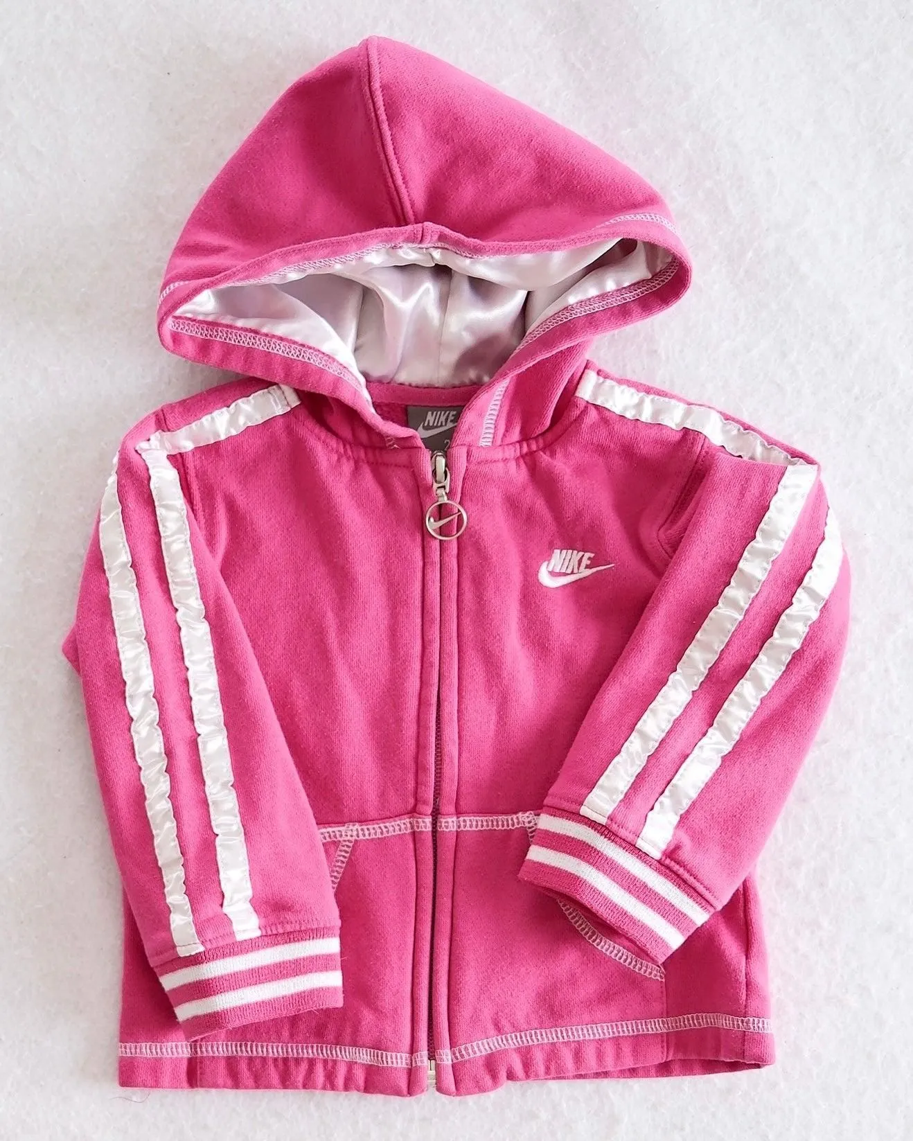 Y2K Toddler Nike Satin Stripes Zip Hooded Sweatshirt: 24m