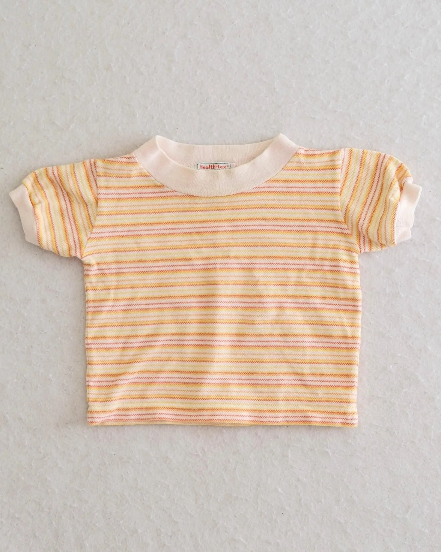 Vintage Healthtex Yellow Orange Stripe Baby Ringer Tee: 18 Months
