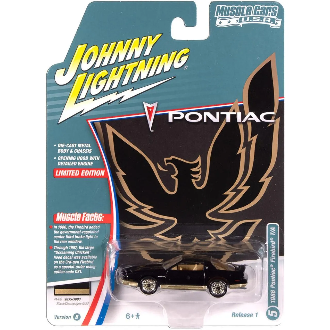 Johnny Lightning 1987 Pontiac Trans Am King of the Jungle (Gloss Black w/Gold)