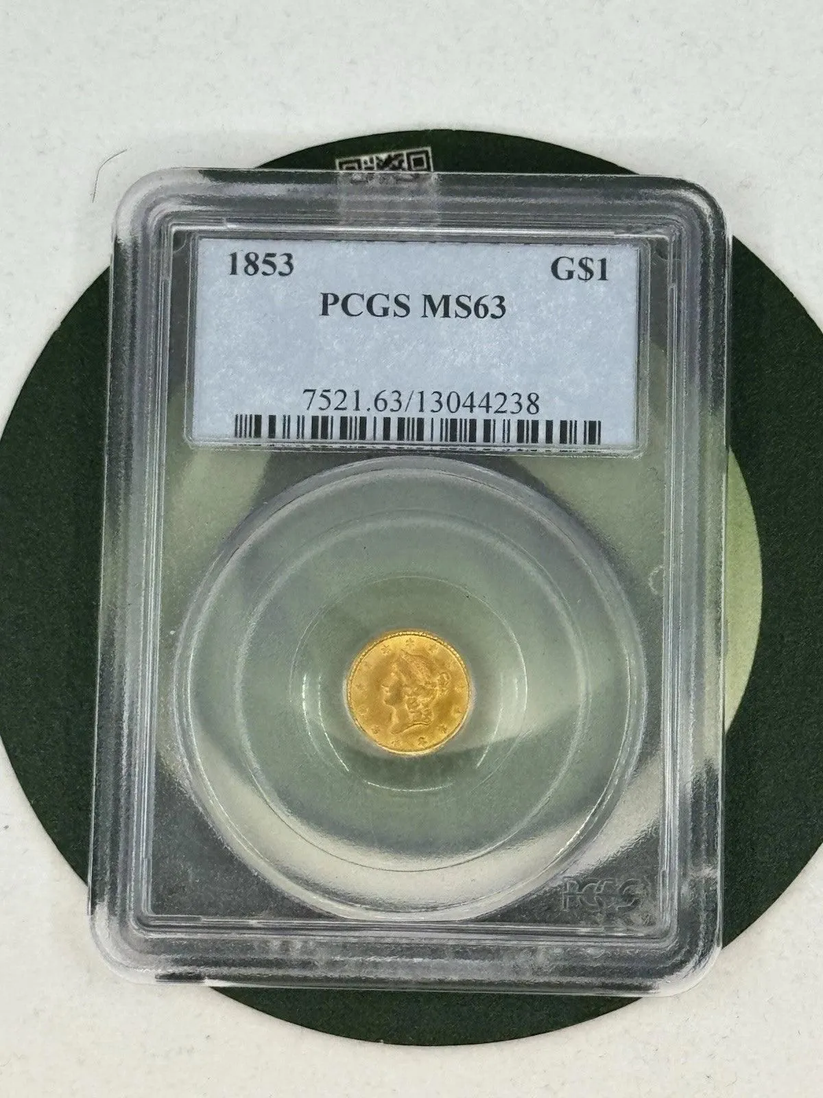 1853 G$1 Gold Dollar PCGS MS63