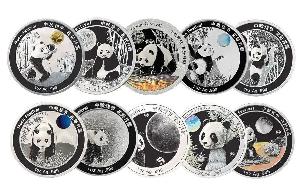 2025  1-Oz Silver Moon Festival Panda 10-Piece Legacy Proof Set (2015-2024 designs)