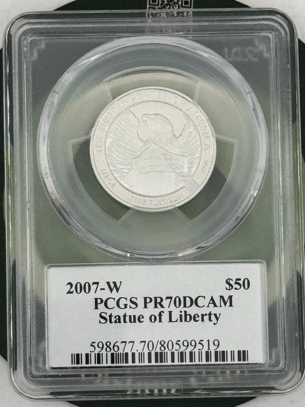 2007-W $50 1/2 Oz Platinum Eagle PCGS PR-70 DCAM Edmund C. Moy Label