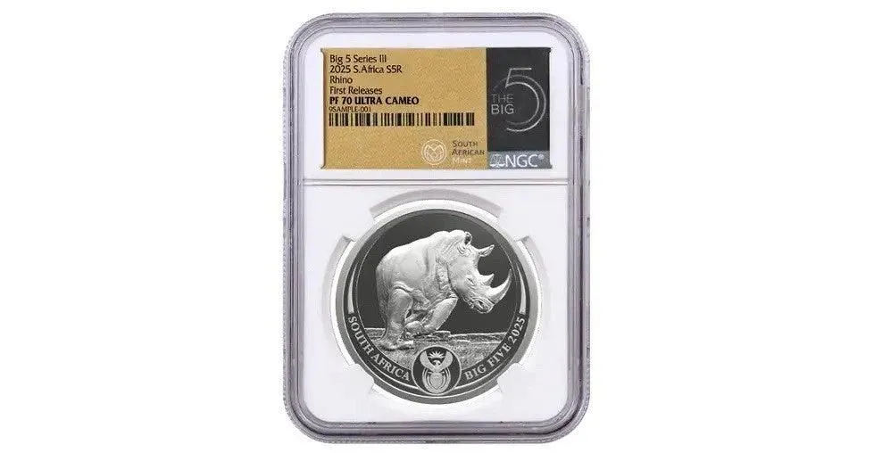 2025 South Africa 1-Oz Silver Big 5 III Rhino PROOF NGC PF70UC First Releases