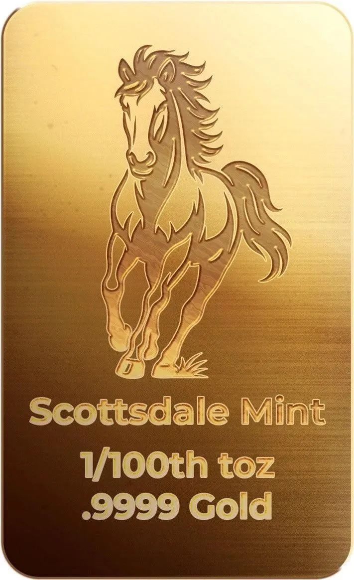 1/100 oz Scottsdale Horse Gold Bar