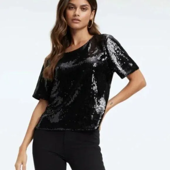 Product image for GOOD AMERICAN Sequin Blouse sz 5 (2x)