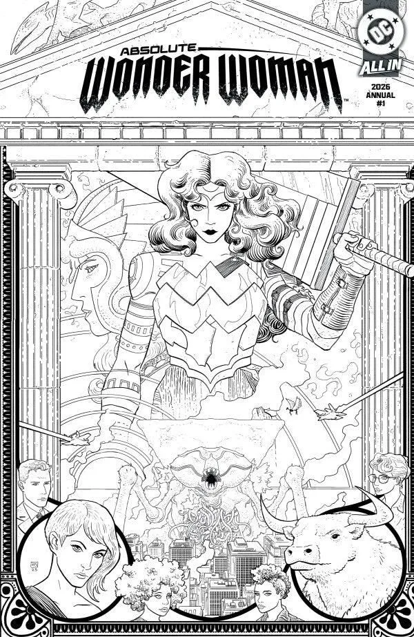 Absolute Wonder Woman 2026 Annual #1 Second Print B&W Wraparound