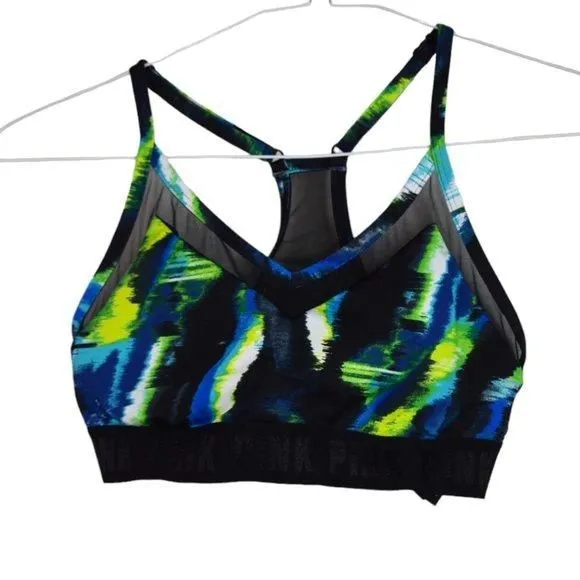 Product image for Victorias Secret Pink Sports Bra M Womens Printed T Back Activewear Gym Mesh