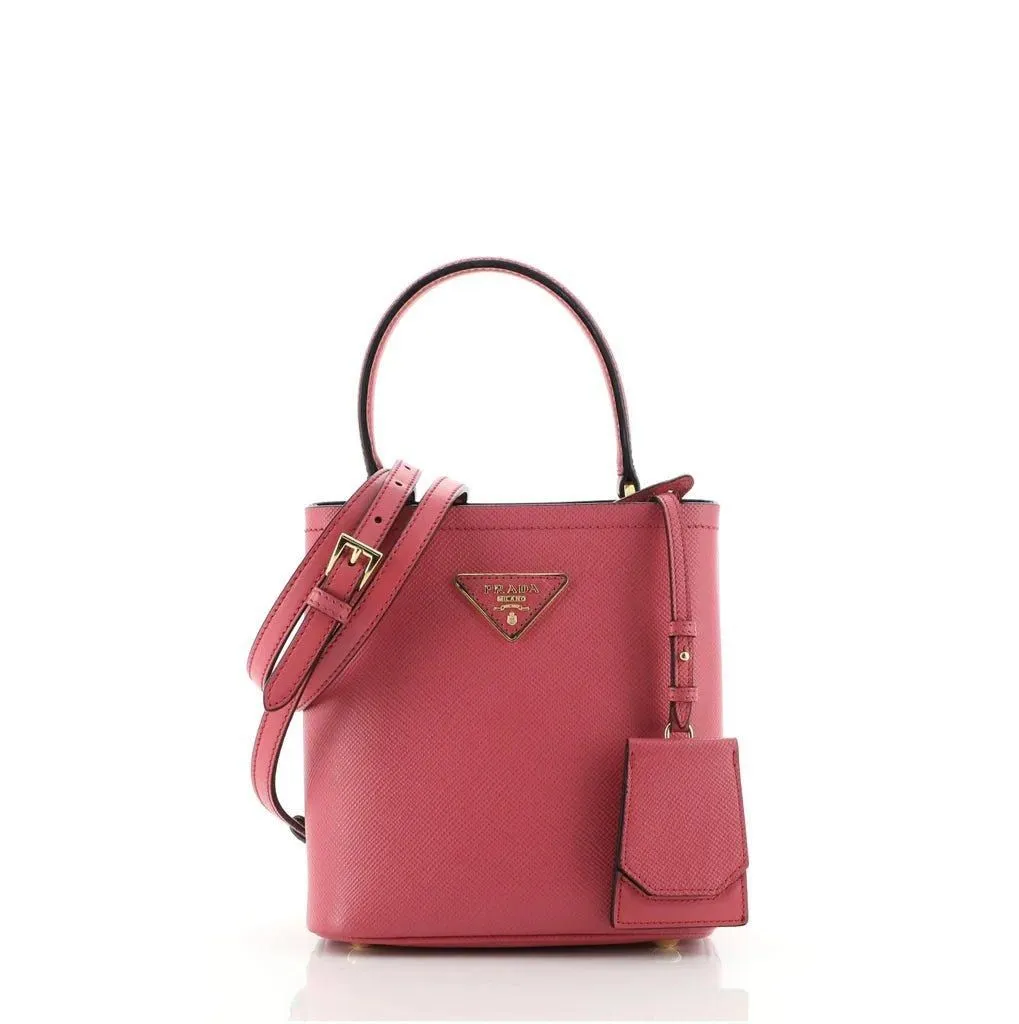 Prada Panier Mini Saffiano Leather Bucket Bag - Peony Pink