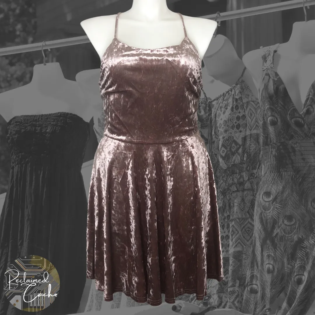 Trac Mauve Crushed Velvet Mini Dress - Size 3XL