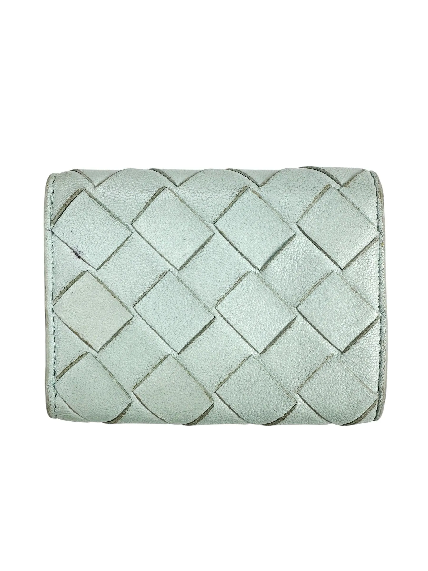 Bottega Veneta Light Blue Leather Compact Wallet