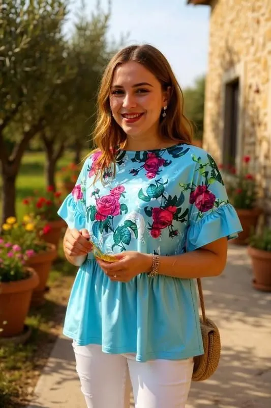 Floral Mint Babydoll Blouse