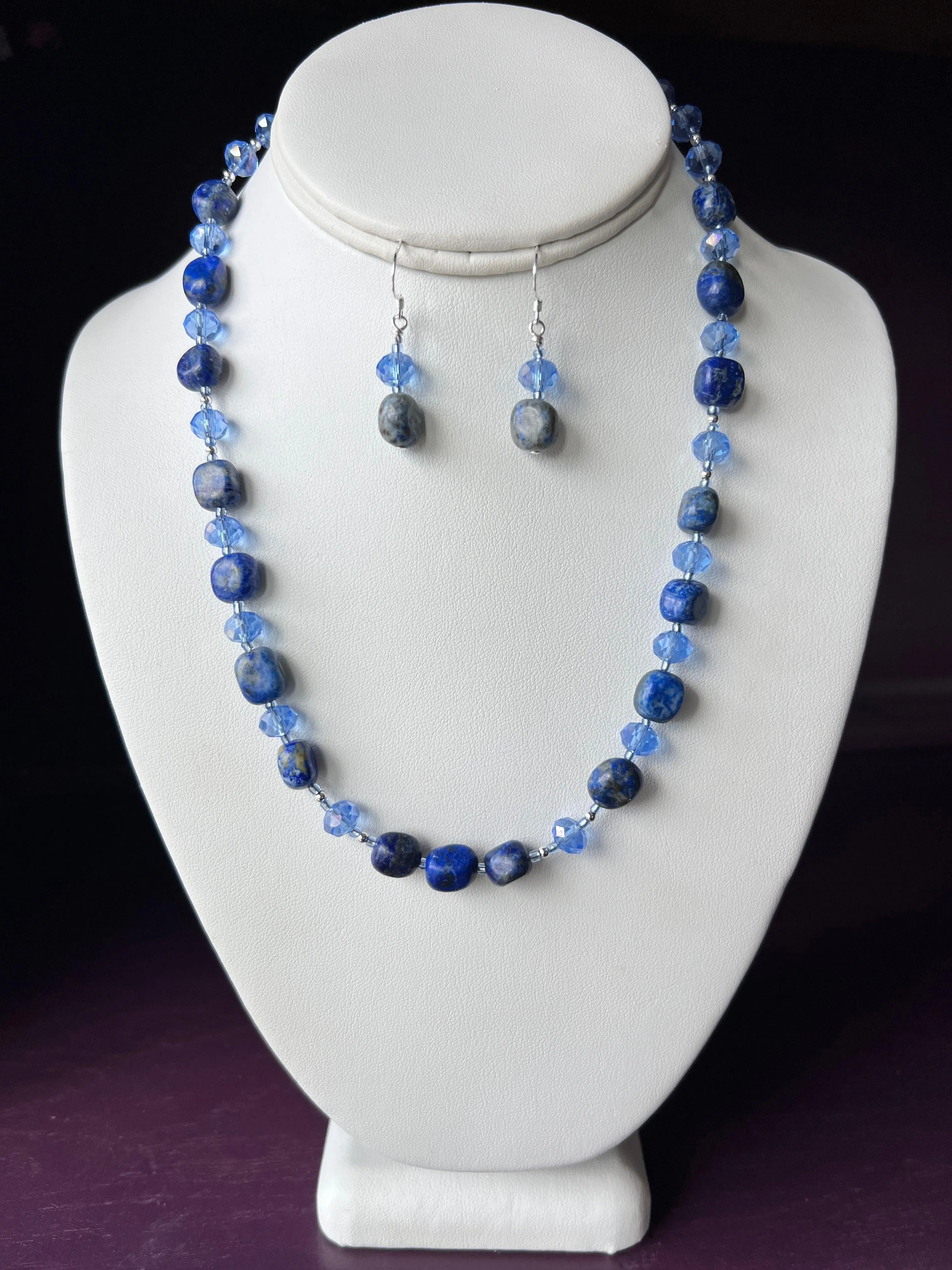 Lapis Lazuli Necklace and Earrings Set