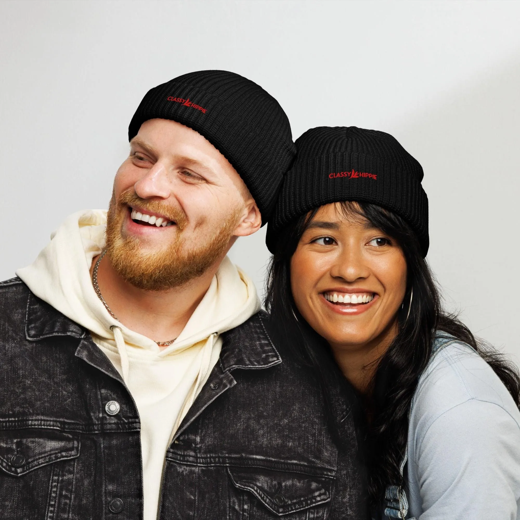 Classy Hippie Fisherman Beanie (Black/Red)