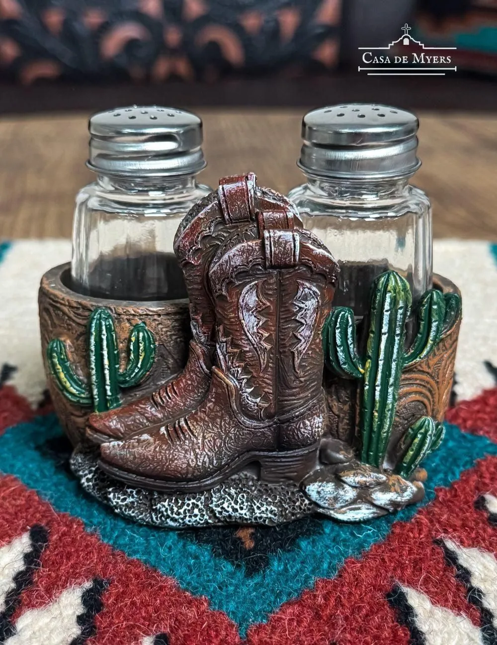 Cowboy Boot Salt & Pepper Shaker Holder