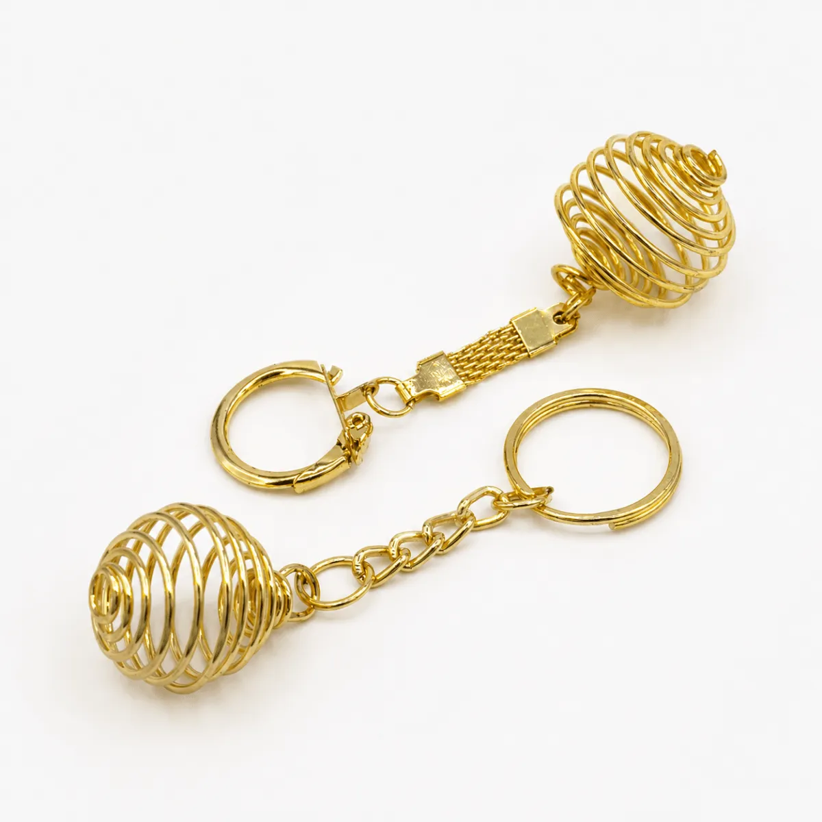 Gold Plated Spiral Cage Keychain or Charm (1.5 Inches)