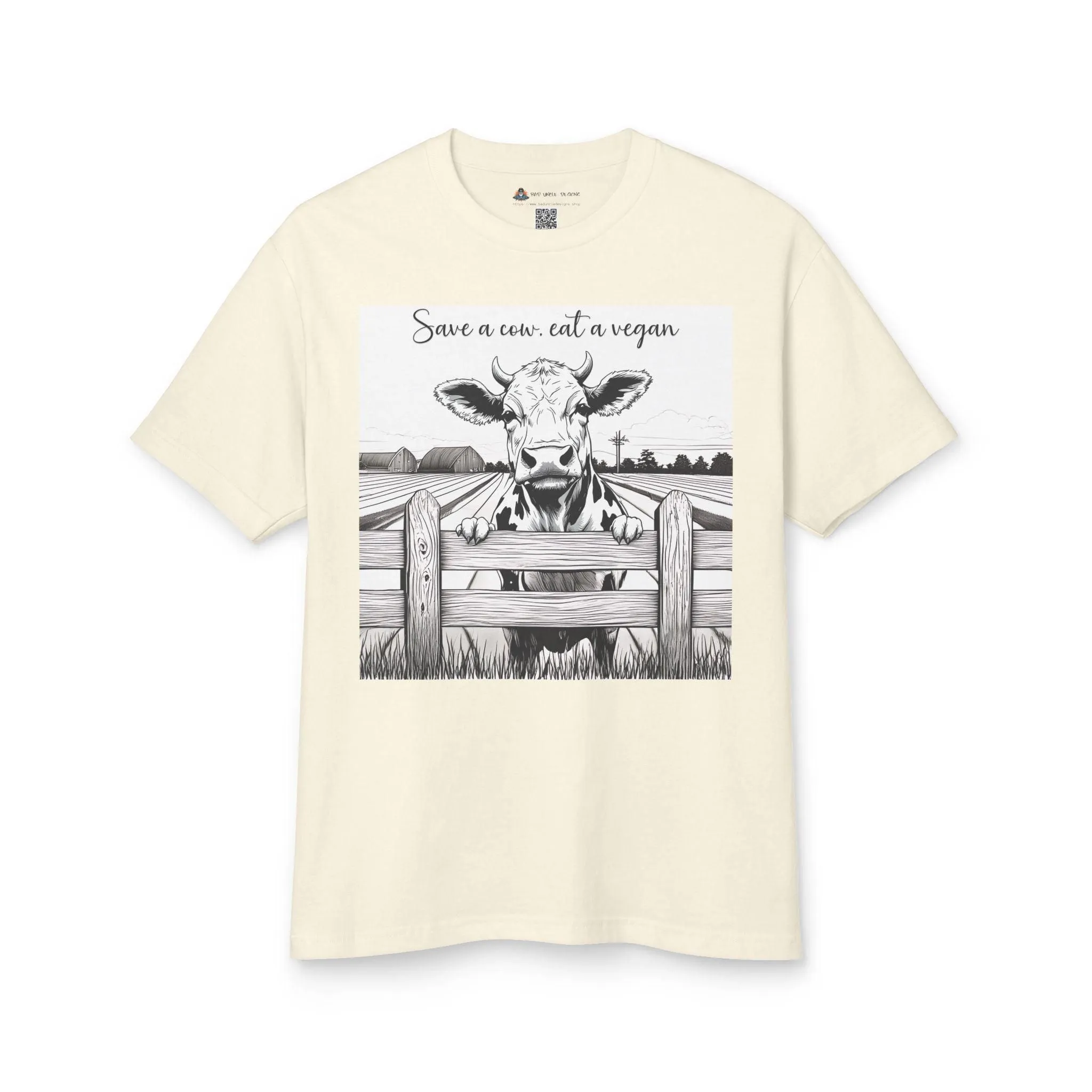 Cow Design Unisex Garment-Dyed Heavyweight Cotton Tee