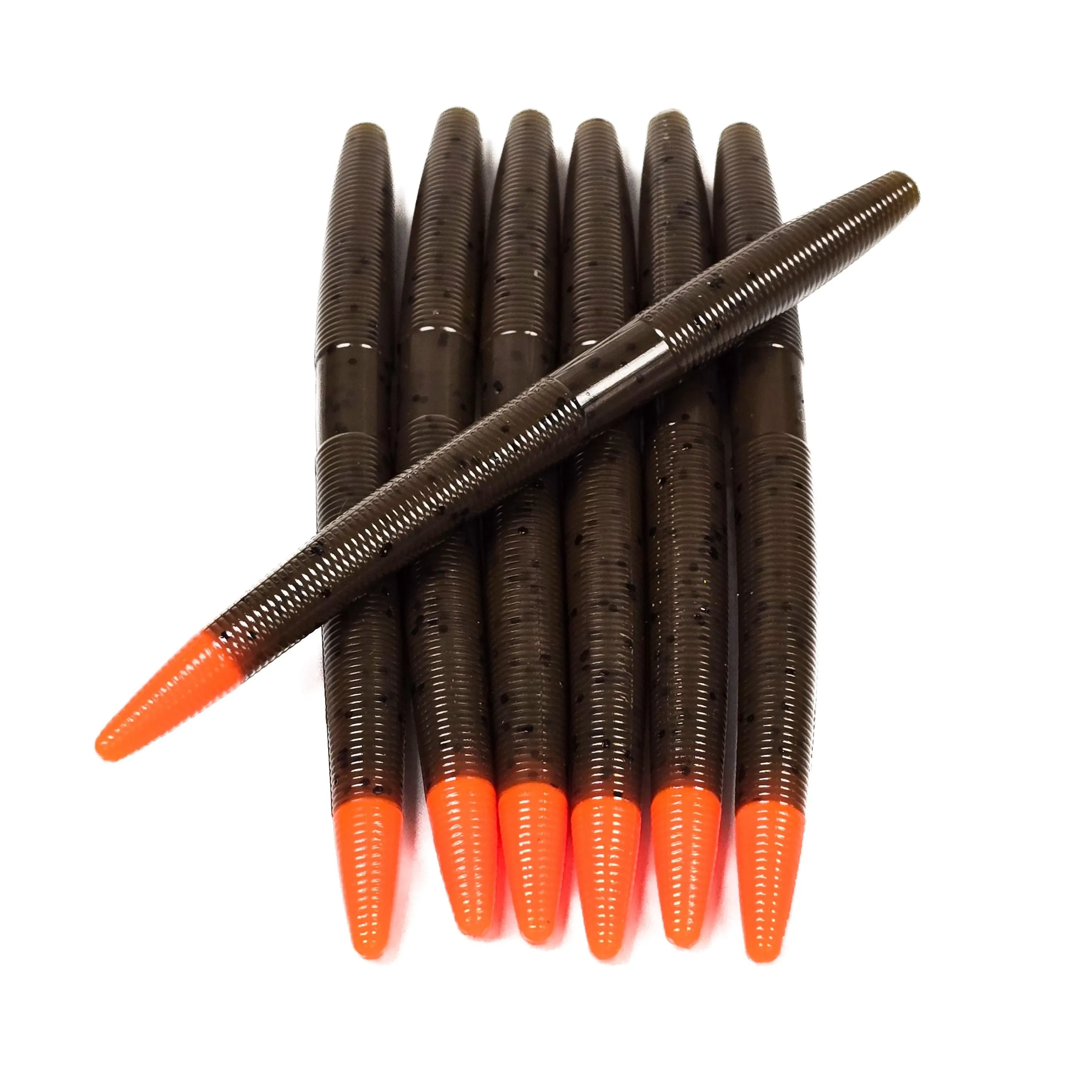 Shadow Pumpkin Neo Orange Tip 5" Stick Worms (6pk)