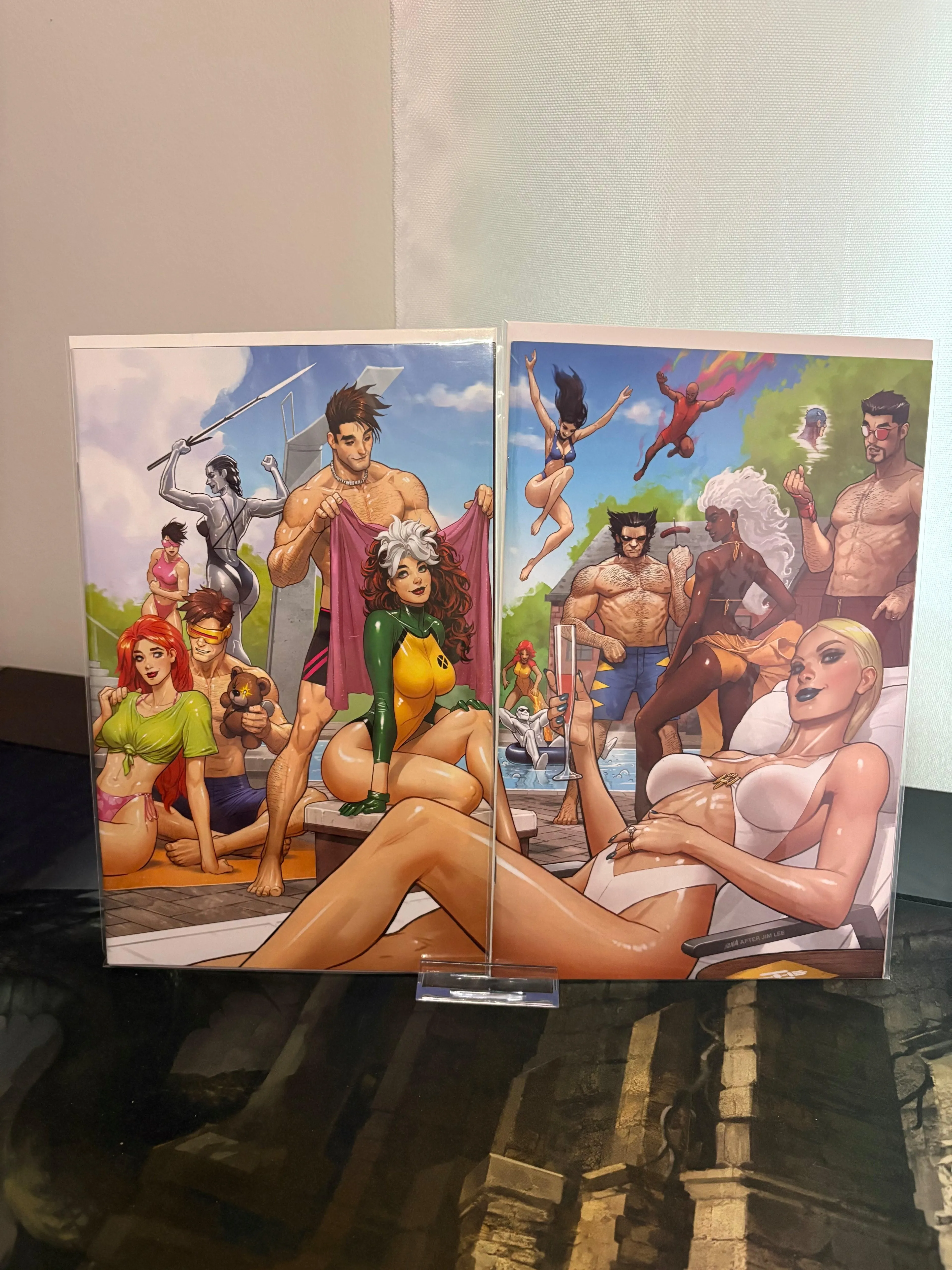 WOLVERINE #37/X-MEN #26 (DAVID NAKAYAMA EXCLUSIVE POOL PARTY JIM LEE HOMAGE CONNECTING VIRGIN VARIANT SET)