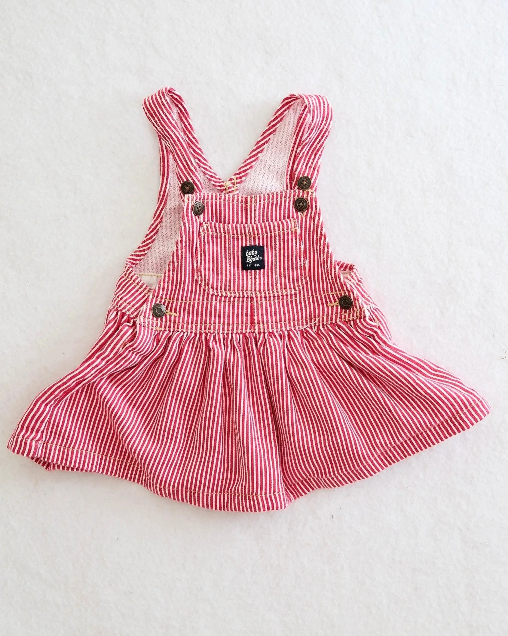 Modern Baby B'gosh Baby Red Stripe Overall Dress: Size 12 Months