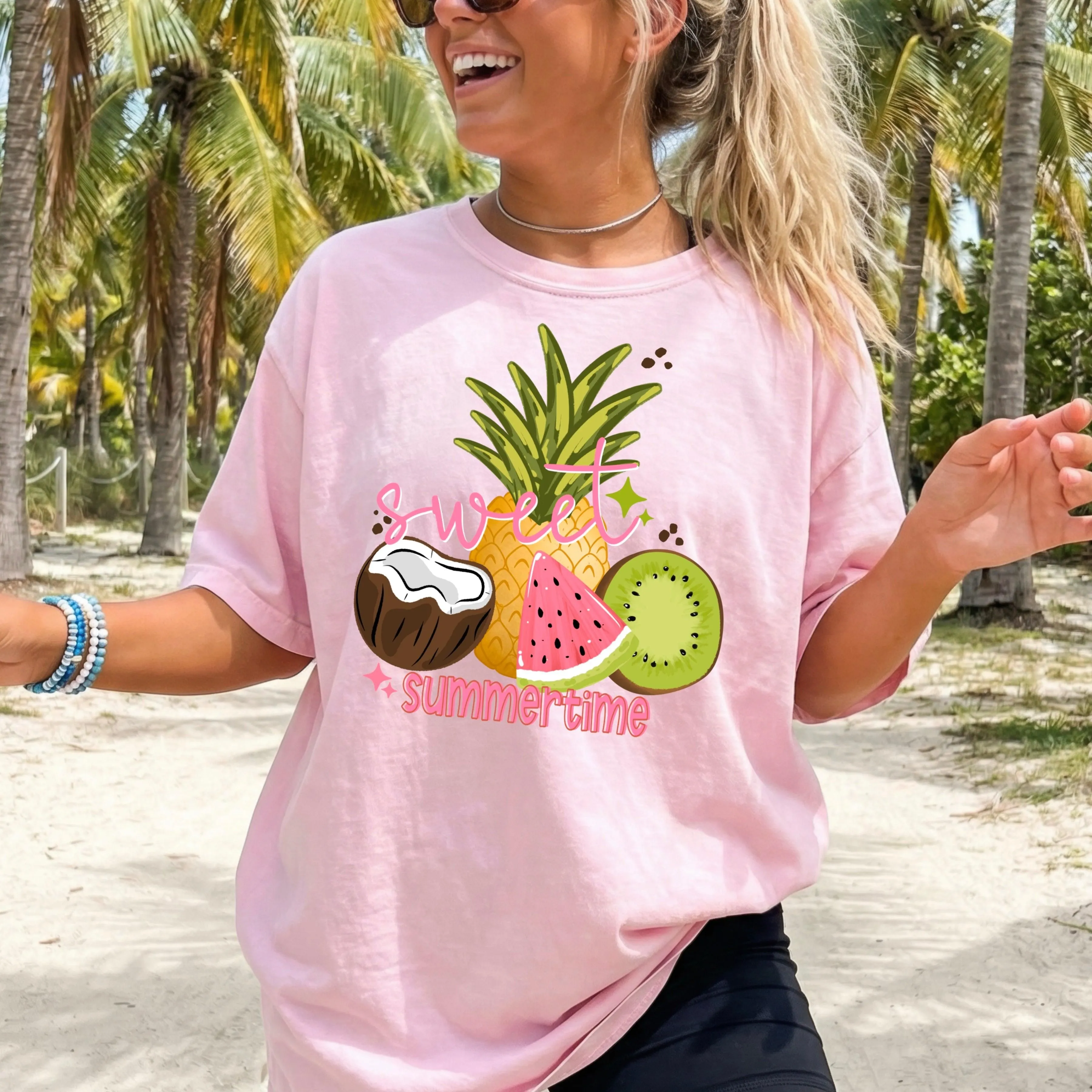 🍍 Sweet Summertime Fruit Graphic Tee | Cute Summer Shirt | Tropical Fruit Aesthetic Tee | Watermelon Pineapple Boutique Top | Vacation Vibes Shirt 🌞🍉