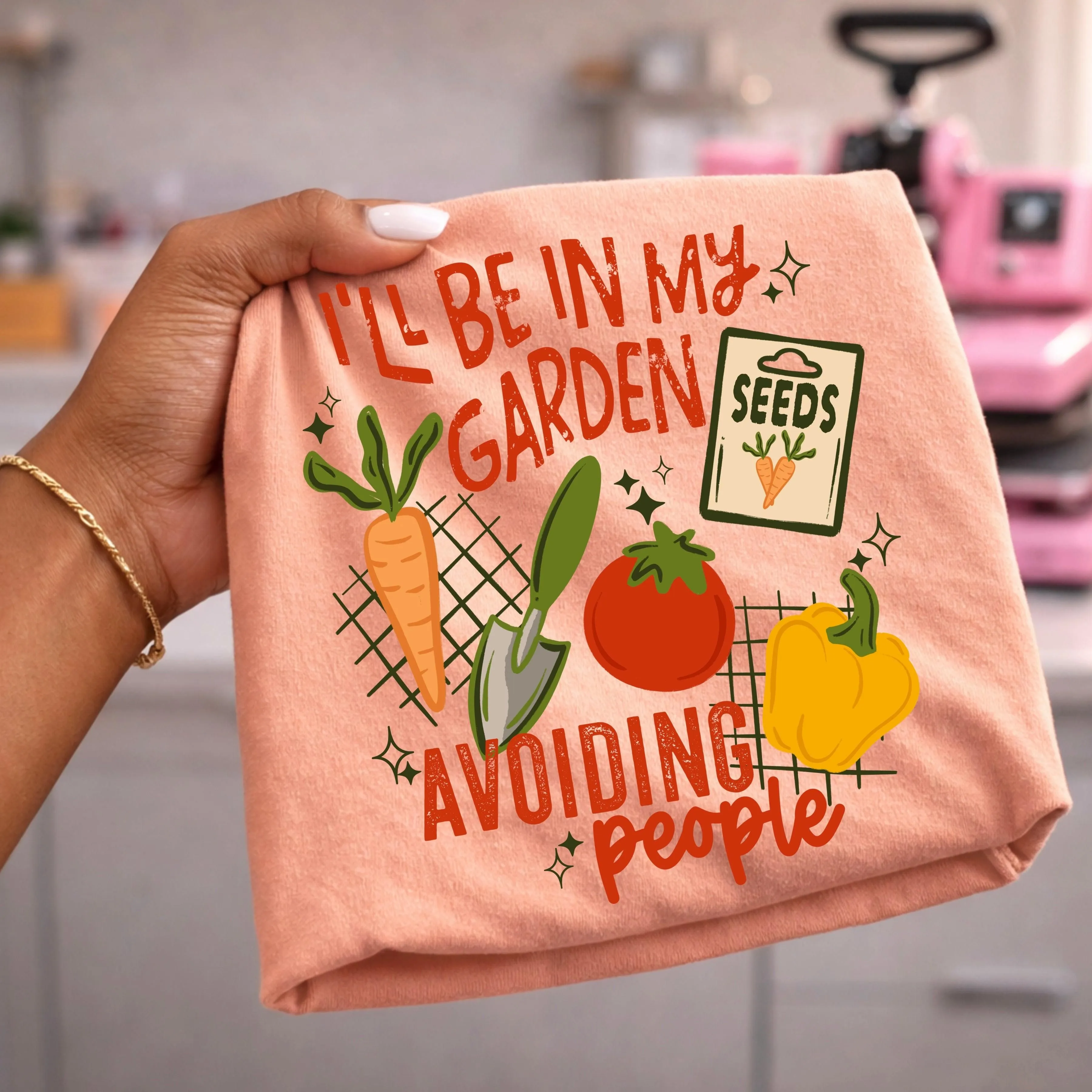 🌱 I’ll Be In My Garden Avoiding People Tee | Funny Gardening Shirt | Introvert Plant Lover Tee | Cute Veggie Garden Graphic Shirt 🥕🍅