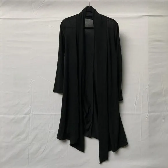 Product image for Rags & Couture Sheer Black Hi Low Long Open Rayon Blend Cardigan S
