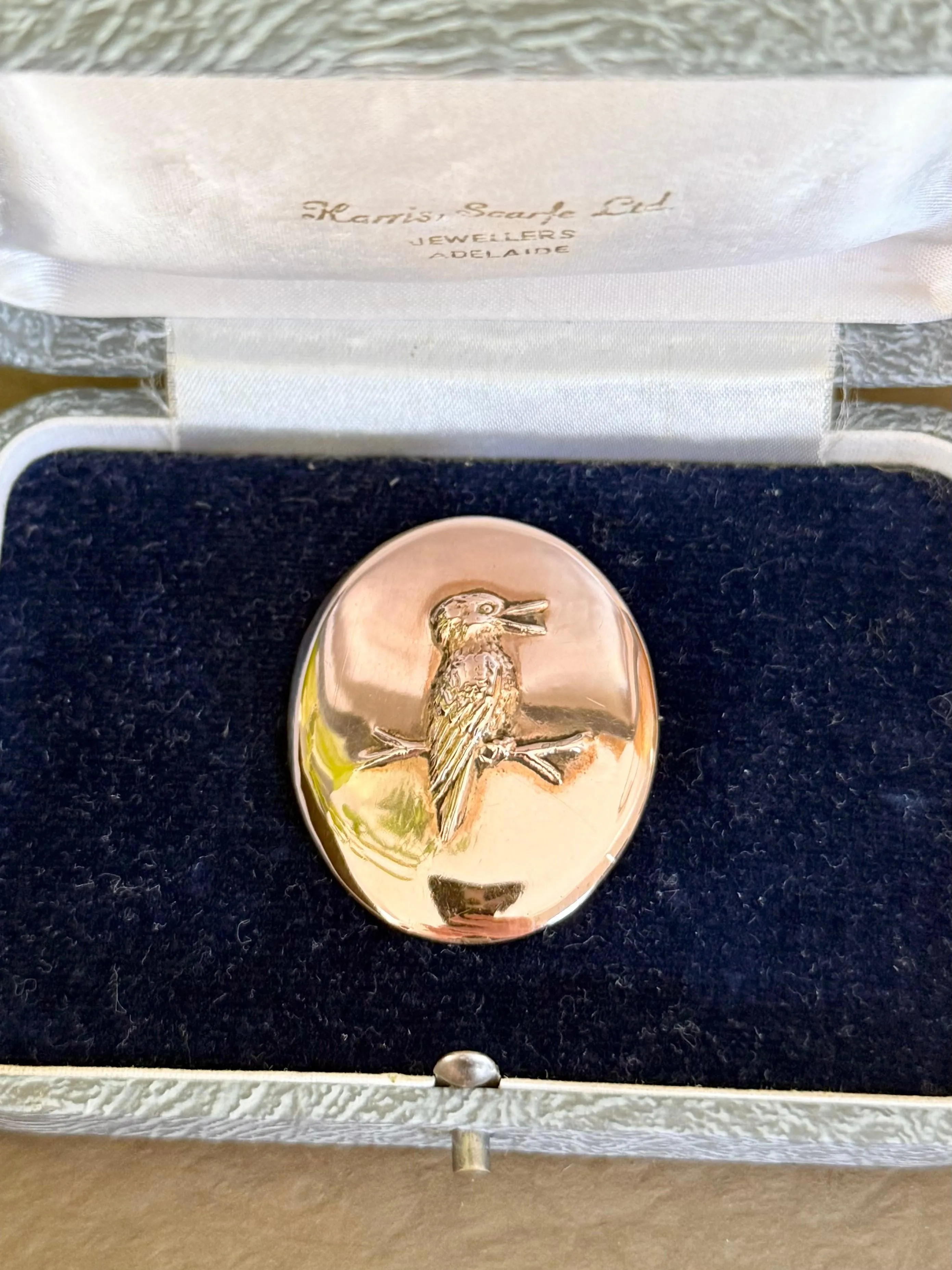 Antique Australian Kookaburra Brooch | 9ct Gold & Silver Lined | c.1900