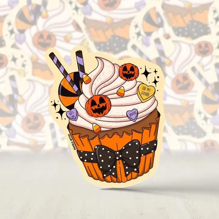 Pumpkin Cupcake Halloween Sticker