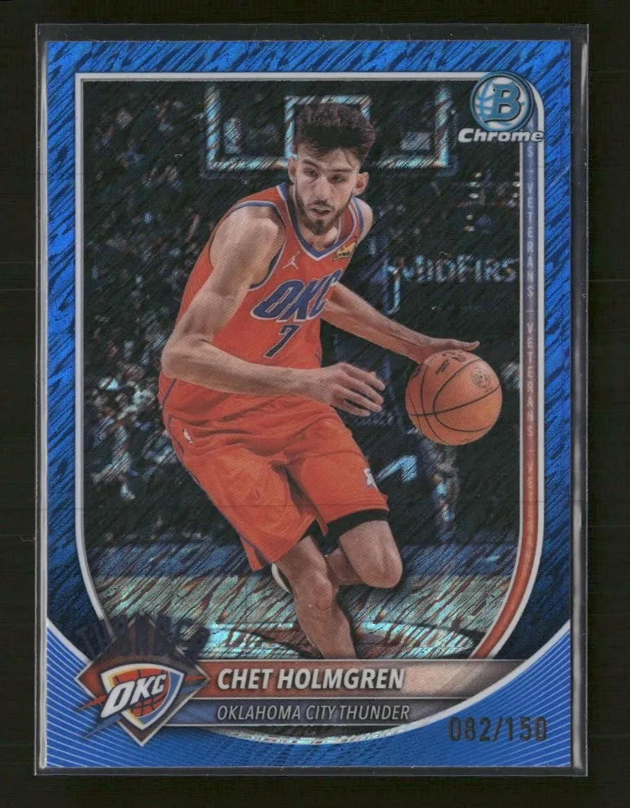 2025-26 Bowman Chrome Blue Shimmer Chet Holmgren #/150 #BCV-108