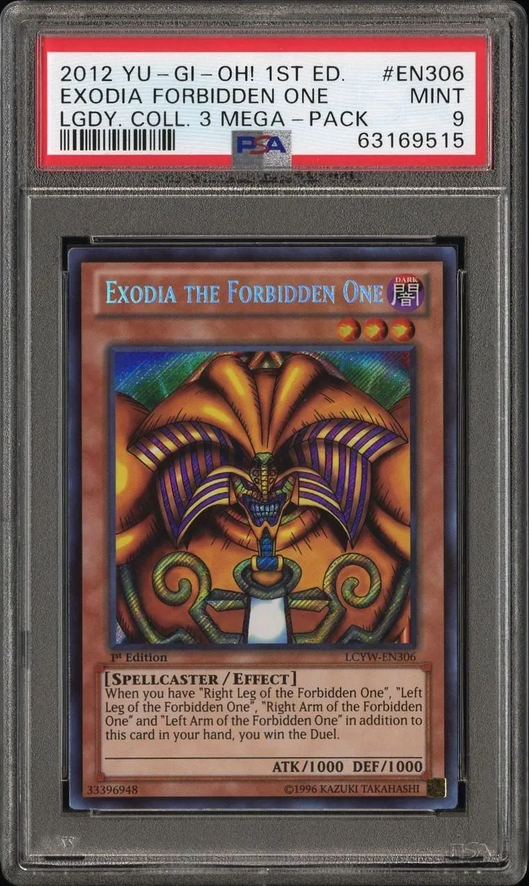 PSA 9 2012 YU-GI-OH! LCYW #EN306 EXODIA THE FORBIDDEN ONE - 1ST EDITION